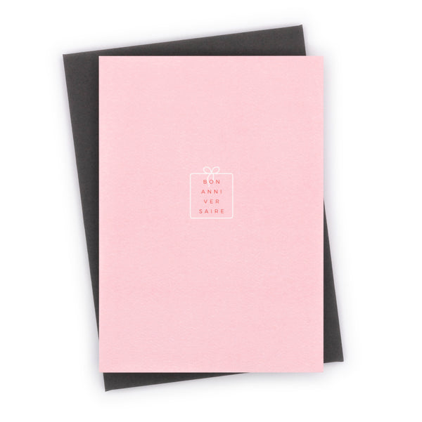 Bon Anniversaire. #rosarot Grußkarte & Kuvert dunkelgrau