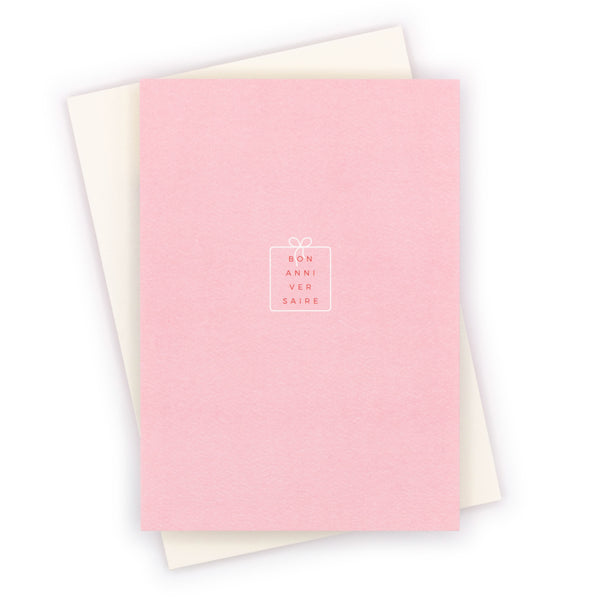 Bon Anniversaire. #rosarot Grußkarte & Kuvert weiß
