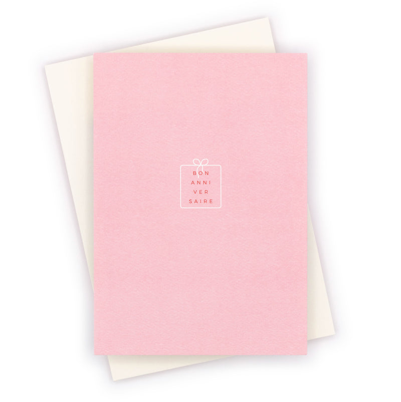 Bon Anniversaire. #rosarot Grußkarte & Kuvert weiß